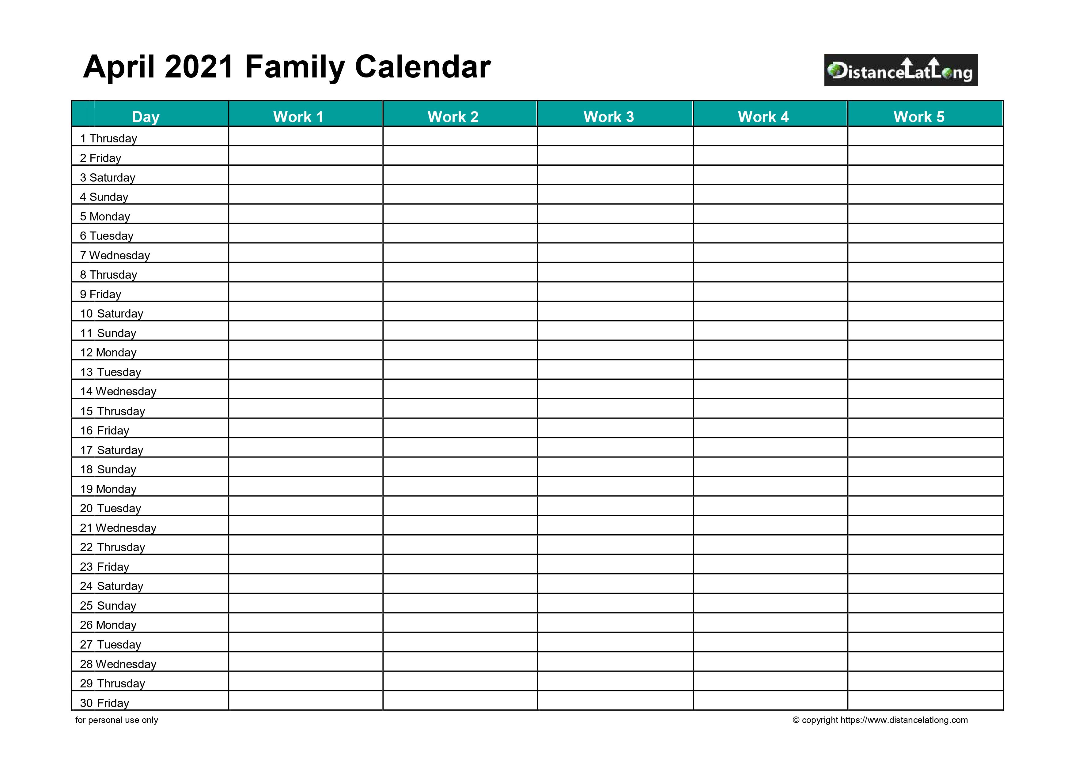 View Free Printable Calendar Templates April 2021 Gif