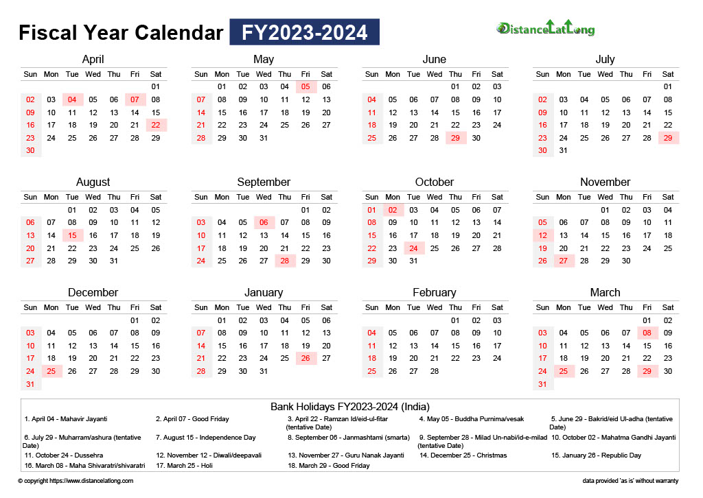 Download Free Printable Fiscal 2024 Monthly Calendar With Indian