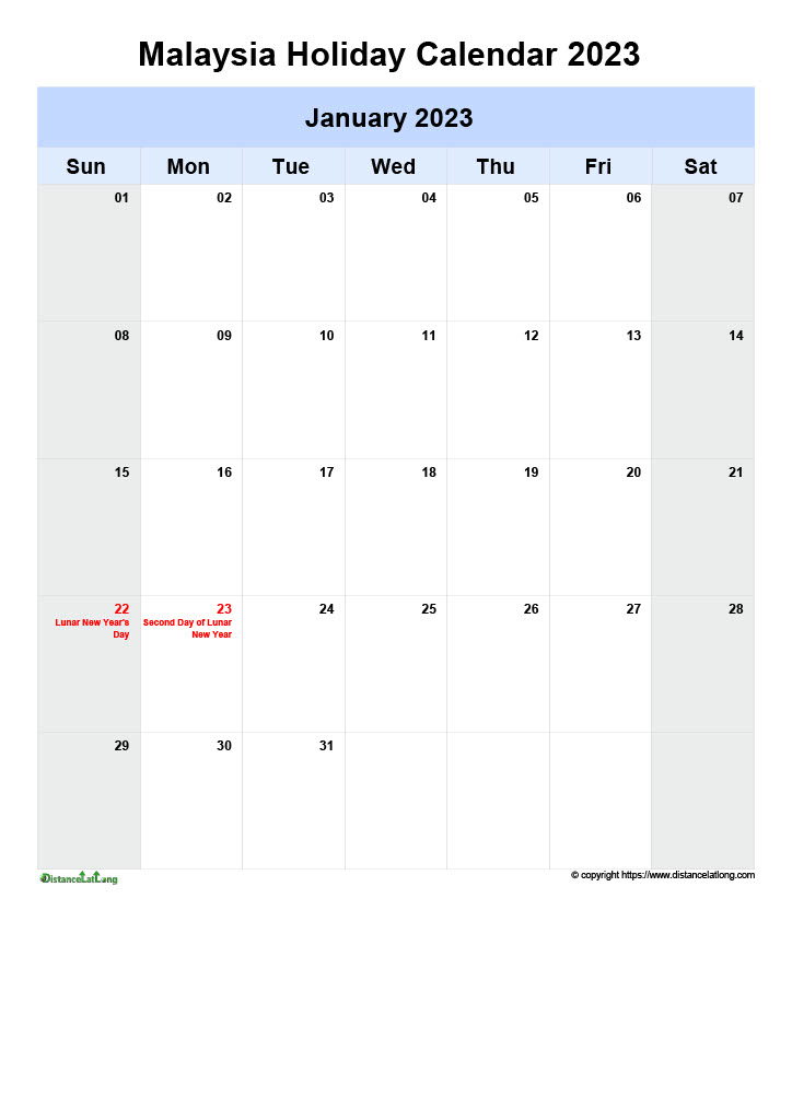 Download Free Printable 2023 Monthly Calendar With Malaysia Holidays