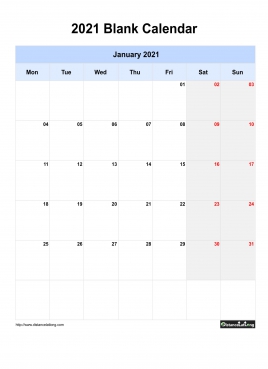2021 Blank Calendar Portrait Orientation Free Printable Templates - Free Download - Distancelatlong.com